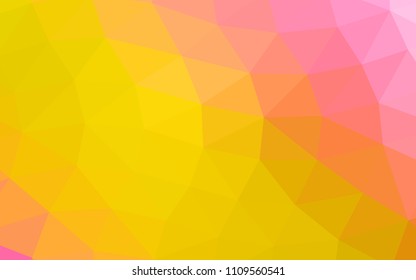 Light Pink, Yellow vector shining hexagonal shining triangular. Creative geometric illustration in Origami style with gradient. The best triangular design for your business.