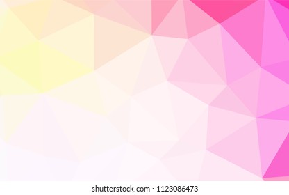 Light Pink, Yellow vector shining triangular layout. Creative illustration in halftone style with triangles. Template for cell phone's backgrounds.