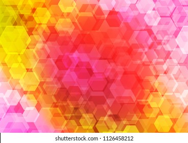 Light Pink, Yellow vector shining hexagonal background. Colorful abstract illustration with gradient. The best hexagonal design for your business.