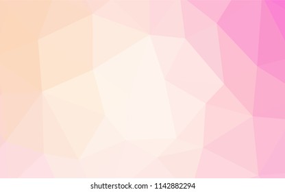 Light Pink, Yellow vector shining triangular cover. Glitter abstract illustration with an elegant triangles. Template for cell phone's backgrounds.