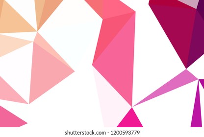 Light Pink, Yellow vector shining triangular backdrop. Colorful illustration in polygonal style with gradient. A completely new design for your leaflet.