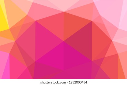 Light Pink, Yellow vector shining hexagonal pattern. Geometric illustration in Origami style with gradient.  A completely new template for your business design.