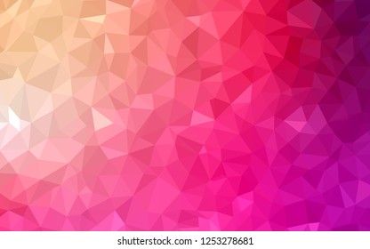 Light Pink, Yellow vector shining triangular backdrop. Creative geometric illustration in Origami style with gradient. A new texture for your web site.