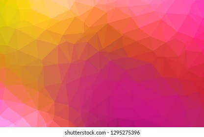 Light Pink, Yellow vector shining triangular background. Modern geometrical abstract illustration with gradient. The best triangular design for your business.