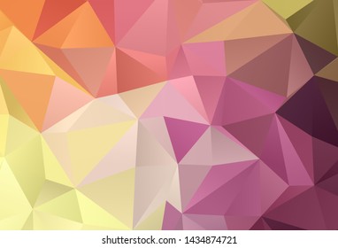 Light Pink, Yellow vector shining triangular backdrop. Glitter abstract illustration with an elegant triangles. Polygonal design for your web site.