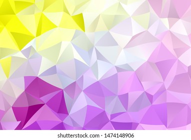 Light Pink, Yellow vector shining triangular background. Shining colorful illustration with triangles. Pattern for a brand book's backdrop.