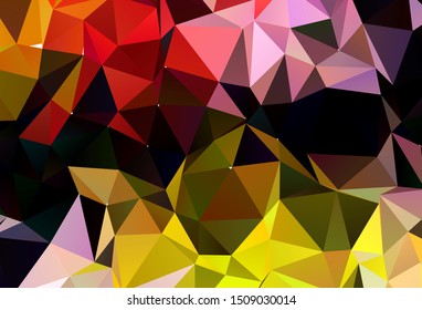 Light Pink, Yellow vector shining triangular pattern. A vague abstract illustration with gradient. Triangular pattern for your business design.