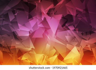 Light Pink, Yellow vector shining triangular backdrop. Shining polygonal illustration, which consist of triangles. A new texture for your web site.