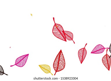 Light Pink, Yellow vector sketch template. Smart decorative design in natural style with leaves. Completely new design for your business.