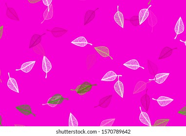 Light Pink, Yellow vector sketch backdrop. Decorative illustration with abstract colorful leaves. Hand painted design for web, leaflet, textile.