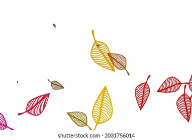 Light Pink, Yellow vector sketch template. Smart decorative design in natural style with leaves. Completely new design for your business.