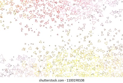 Light Pink, Yellow vector of small triangles on white background. Illustration of abstract texture of triangles. Pattern design for banner, poster, cover.