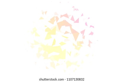 Light Pink, Yellow vector of small triangles on white background. Illustration of abstract texture of triangles. Pattern design for banner, poster, cover.