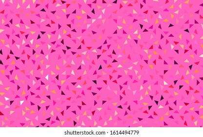 Light Pink, Yellow vector of small triangles on white background. Illustration of abstract texture of triangles. Pattern design for banner, poster, cover.