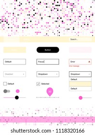 Light Pink, Yellow vector style guide with circles. Simple Material Design Kit with colorful dots in header. Modern template for your landing page.