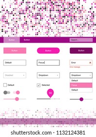 Light Pink, Yellow vector style guide with circles. Simple Material Design Kit with colorful dots in header. This template you can use for websites.