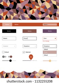 Light Pink, Yellow vector style guide with triangles. Simple Material Design Kit with colorful mosaic of triangles. This sample is for your landing page.