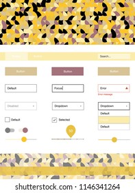 Light Pink, Yellow vector style guide with circles. Simple Material Design Kit with colorful dots in header. This sample is for your website.