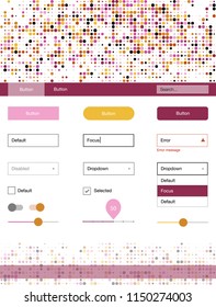 Light Pink, Yellow vector style guide with circles. Simple Material Design Kit with colorful dots in header. This template you can use for landing pages.