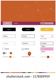 Light Pink, Yellow vector style guide with triangles, circles. Ui kit design in abstract style with colorful crystals, circles. Beautiful layout for websites, landing pages.