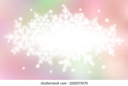 Light Pink, Yellow vector template with ice snowflakes. Modern geometrical abstract illustration with crystals of ice. New year design for your ad, poster, banner.