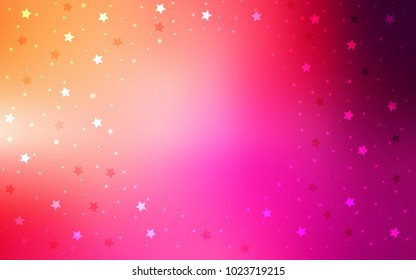 Light Pink, Yellow vector template with sky stars. Stars on blurred abstract background with gradient. The pattern can be used for websites.