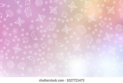 Light Pink, Yellow vector template with organic meal. Illustration with set of fresh food in doodle style. Pattern for menu of cafes, bars, restaurants.