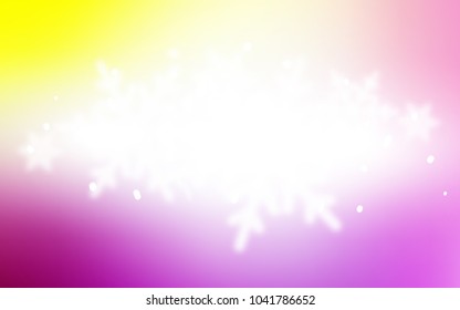 Light Pink, Yellow vector template with ice snowflakes. Modern geometrical abstract illustration with crystals of ice. New year design for your business advert.