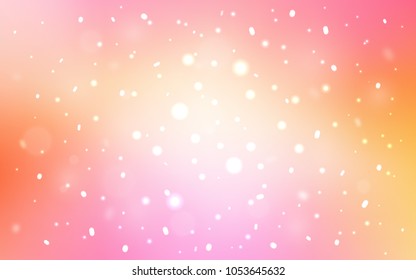 Light Pink, Yellow vector template with ice snowflakes. Decorative shining illustration with snow on abstract template. The pattern can be used for new year ad, booklets.