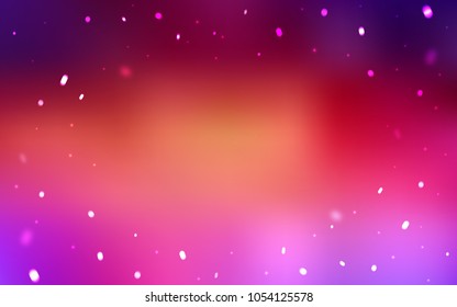 Light Pink, Yellow vector template with ice snowflakes. Blurred decorative design in xmas style with snow. The pattern can be used for new year ad, booklets.