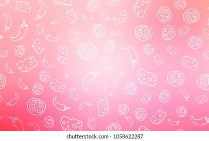 Light Pink, Yellow vector template with organic meal. Decorative shining illustration with food on abstract template. Template for meal cooking in kitchen.