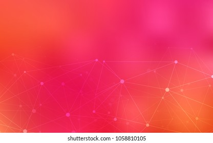 Light Pink, Yellow vector template with circles, triangles. Glitter abstract illustration with connection of triangle structure. Beautiful design for your business advert.