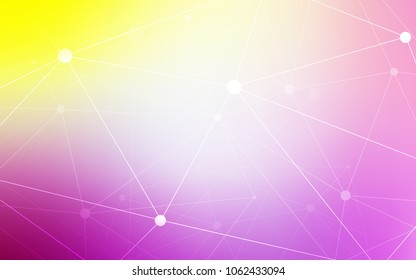 Light Pink, Yellow vector template with circles, triangles. Design with connection of dots and lines on colorful background. Beautiful design for your business advert.