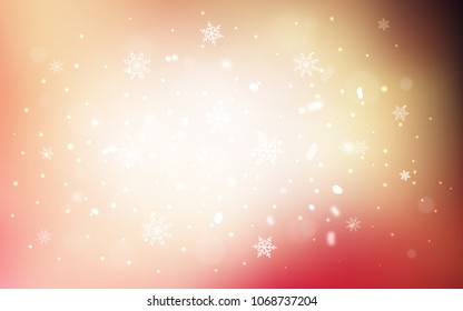 Light Pink, Yellow vector template with ice snowflakes. Decorative shining illustration with snow on abstract template. New year design for your business advert.