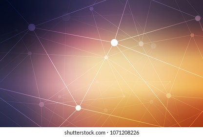 Light Pink, Yellow vector template with circles, triangles. Design with connection of dots and lines on colorful background. Pattern can be used for beautiful websites.