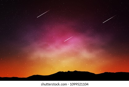 Light Pink, Yellow vector template with space stars. Space stars on blurred abstract background with gradient. Pattern for futuristic ad, booklets.