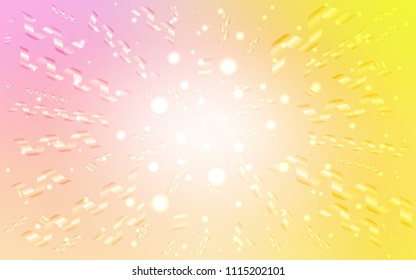 Light Pink, Yellow vector template with carnival confetti. Beautiful colored illustration with ribbon in celebration style. The pattern can be used for new year ad, booklets.