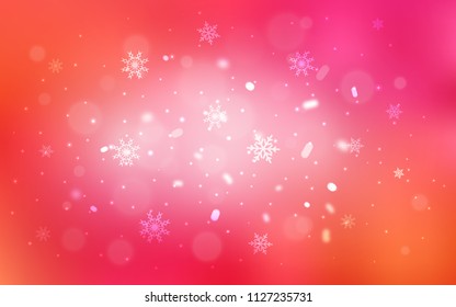 Light Pink, Yellow vector template with ice snowflakes. Modern geometrical abstract illustration with crystals of ice. The pattern can be used for year new  websites.