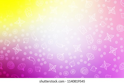 Light Pink, Yellow vector template with organic meal. Glitter abstract sketch with gourmet food. Design for ad, poster, banner of cafes or restaurants.
