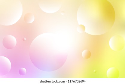 Light Pink, Yellow vector template with circles. Blurred bubbles on abstract background with colorful gradient. New design for ad, poster, banner of your website.