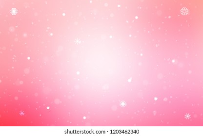 Light Pink, Yellow vector template with ice snowflakes. Decorative shining illustration with snow on abstract template. New year design for your business advert.