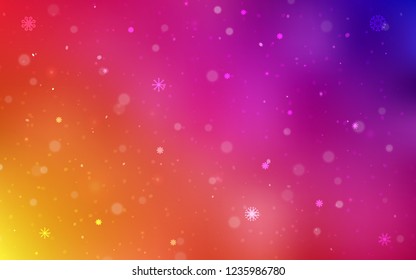 Light Pink, Yellow vector template with ice snowflakes. Shining colored illustration with snow in christmas style. New year design for your ad, poster, banner.