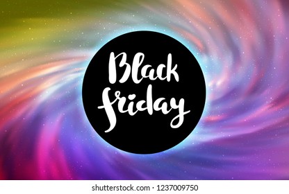 Light Pink, Yellow vector template with a black hole, space. Gradient colorful illustration with a black hole, stars. Black Friday design for ads, commercials.