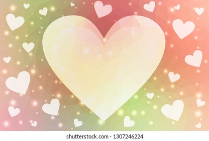 Light Pink, Yellow vector  template with doodle hearts. Beautiful colored illustration with hearts in celebration style. Design for ad, poster, banner of Valentine Day.