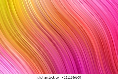 Light Pink, Yellow vector template with lines, ovals. Blurred geometric sample with gradient bubbles.  A completely new marble design for your business.