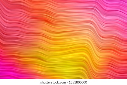 Light Pink, Yellow vector template with bent ribbons. Shining illustration, which consist of blurred lines, circles. The best blurred design for your business.