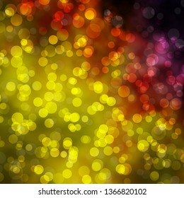 Light Pink, Yellow vector template with circles. Glitter abstract illustration with colorful drops. New template for your brand book.