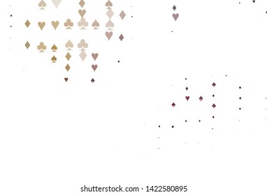 Light Pink, Yellow vector template with poker symbols. Colored illustration with hearts, spades, clubs, diamonds. Pattern for booklets, leaflets of gambling houses.