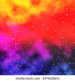 Light Pink, Yellow vector template with neon stars. Shining colorful illustration with small and big stars. Pattern for wrapping gifts.