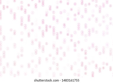 Light Pink, Yellow vector template with isolated numerals. Shining colorful illustration with isolated Digit signs. Smart design for university advert.